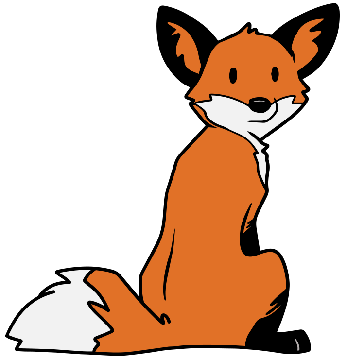 a cartoon-ish fox looking over its shoulder at the viewer